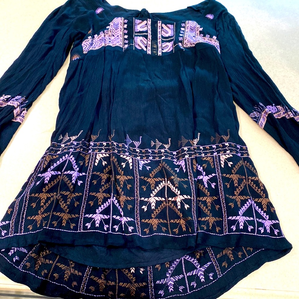 Free People Size Small black embroidered dress!